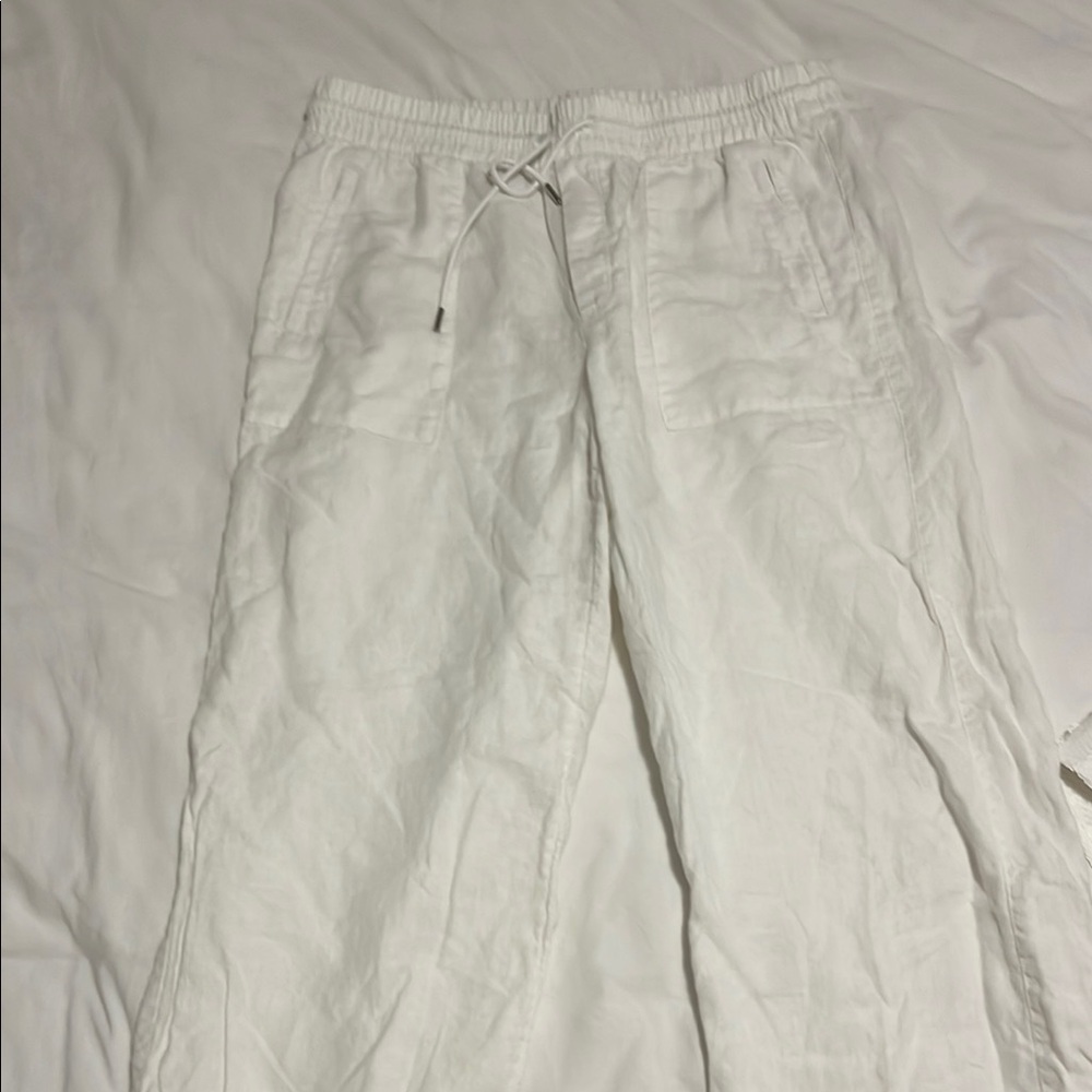 White Linen Drawstring Pants